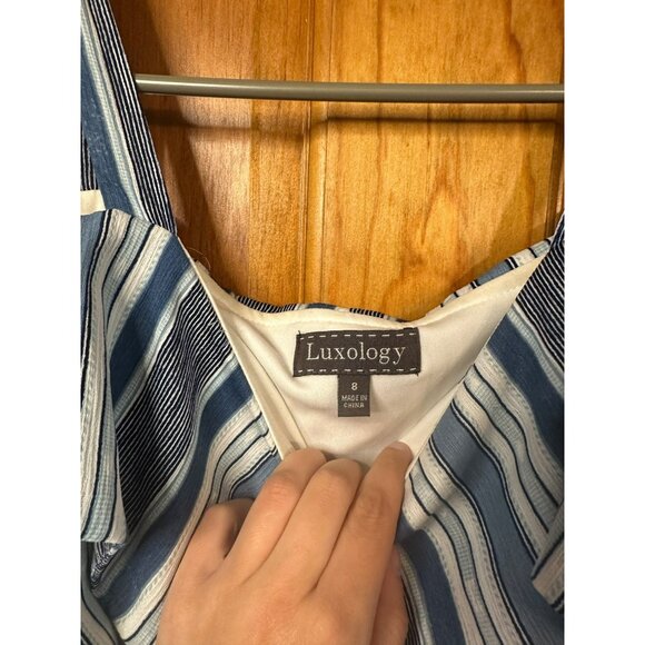 Luxology Womens Size 8 14x52 Cold-Shoulder Maxi Dress Striped Flowy Summer Dress - Picture 5 of 8